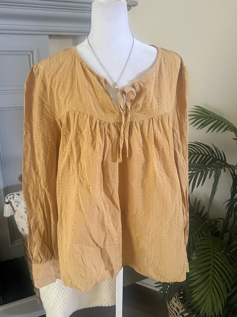 Tea n rose Boho Tie-Front Mustard Peasant Tunic